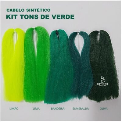 Kit de Cabelo Sintético 5 Tons de Verde
