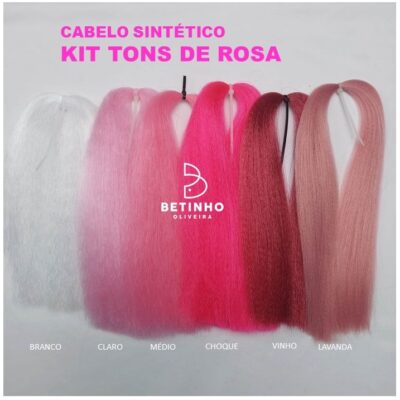 Kit de Cabelo Sintético Tons de Rosa